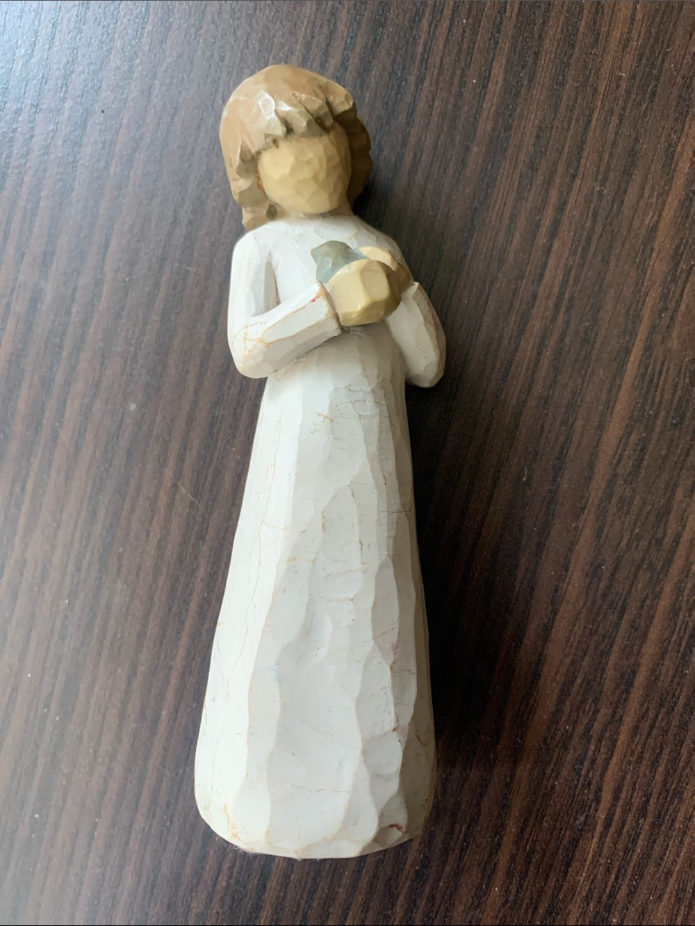 Willow Tree Angel of Healing Figurine Girl Holding Bird - Cream and Tan